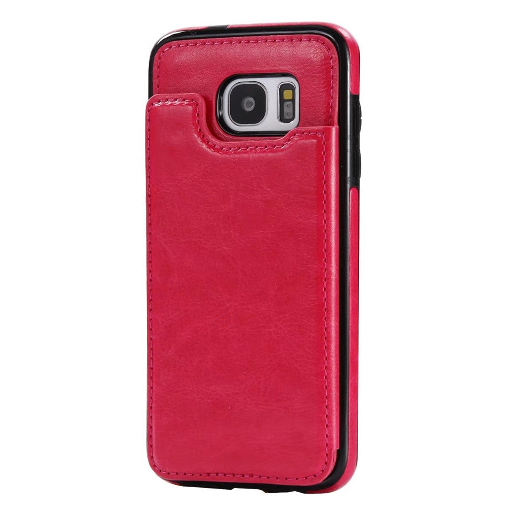 Case for Samsung Galaxy S7 Card Holder with Stand Back Cover Solid Color Hard PU Leather