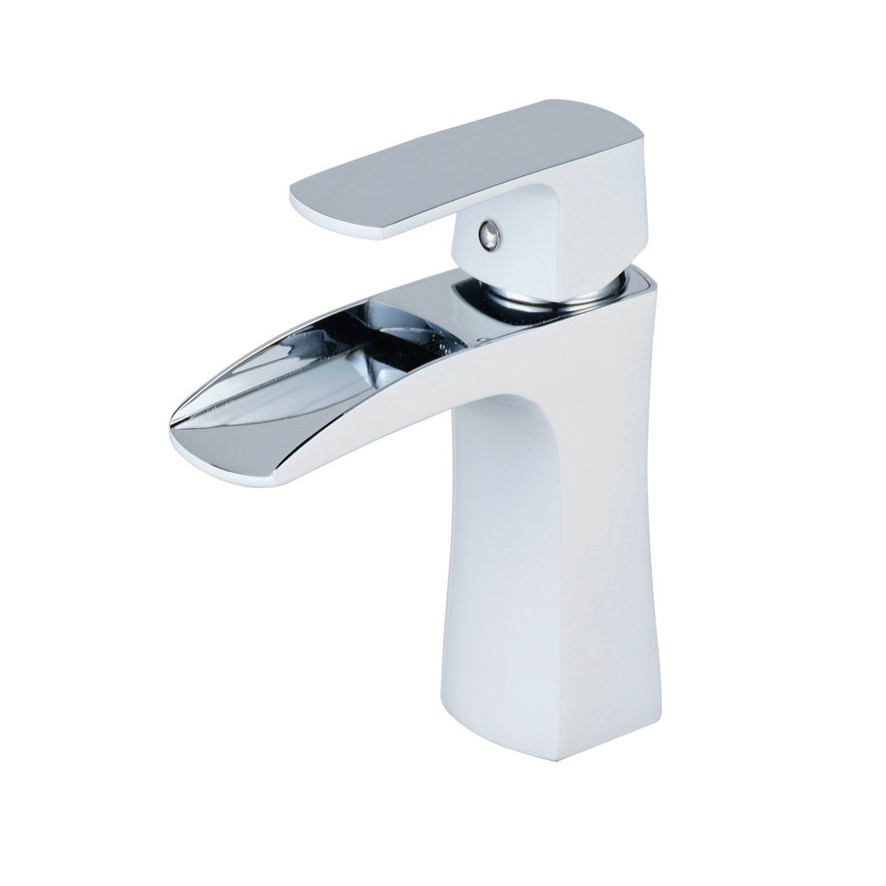 Chrome White Waterfall Bathroom Sink Lavatory Vessel Mixer Faucet