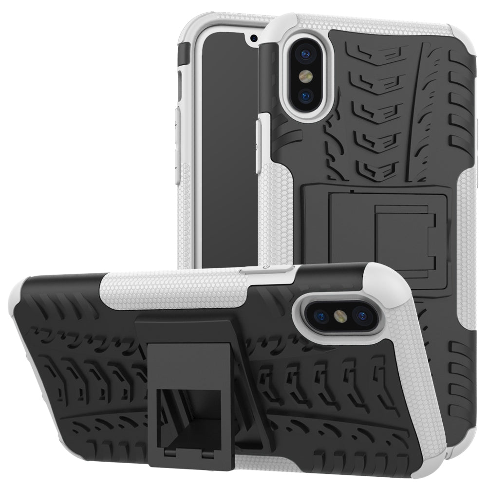 Double Protections Phone Bracket Anti-drop Bumper Relief Case Back Cover Protector for iPhone X