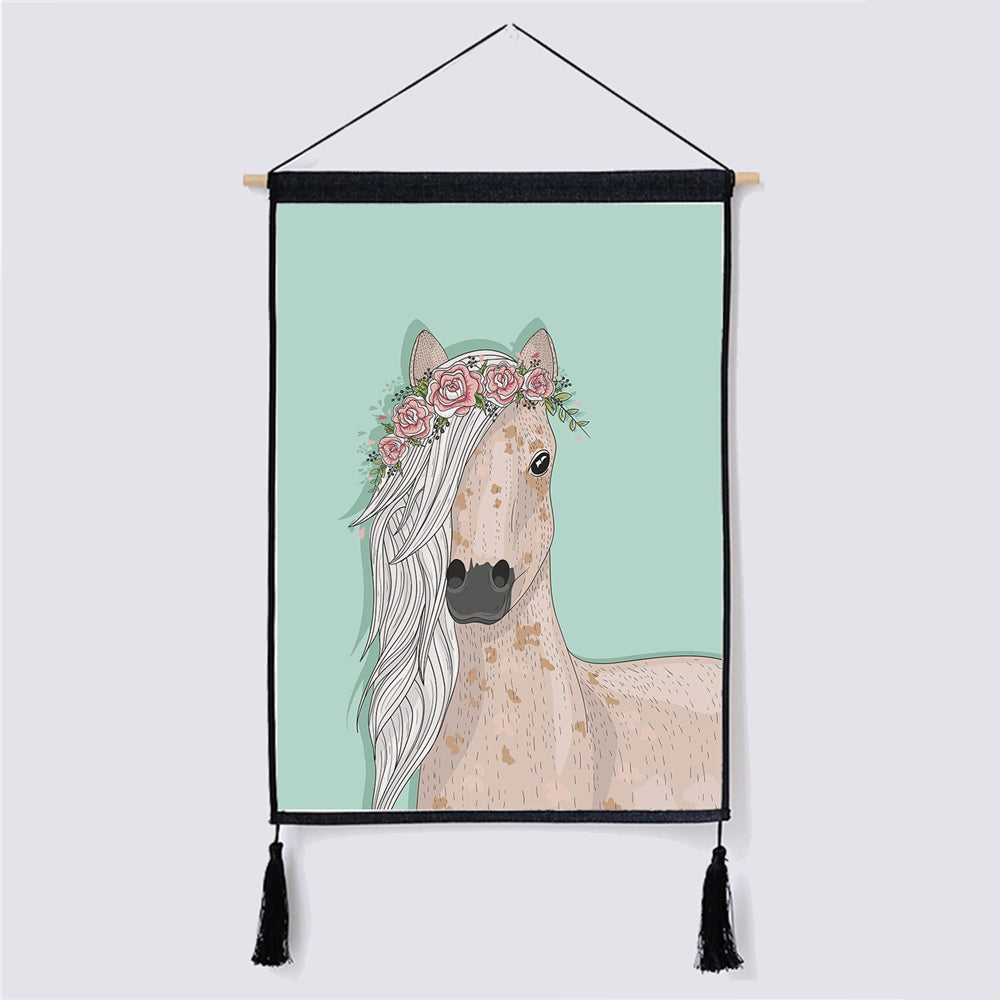 Creative Horse Fabric Hanging Painting for Wall Decor