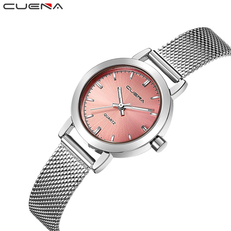 CUENA 6627G Luxury Women Quartz Watch Watche Waterproof Stainless Steel Watchband