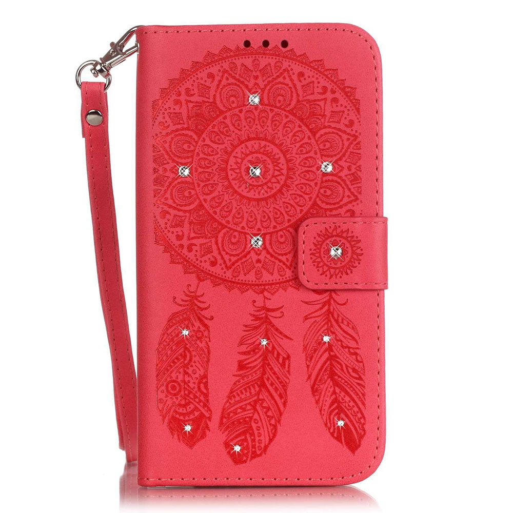 Campanula Flower Phone Case for Iphone 7 Plus / 8 Plus 3D Diamond Design Wallet Cover