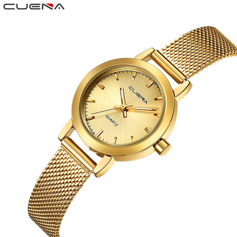 CUENA 6627G Luxury Women Quartz Watch Watche Waterproof Stainless Steel Watchband