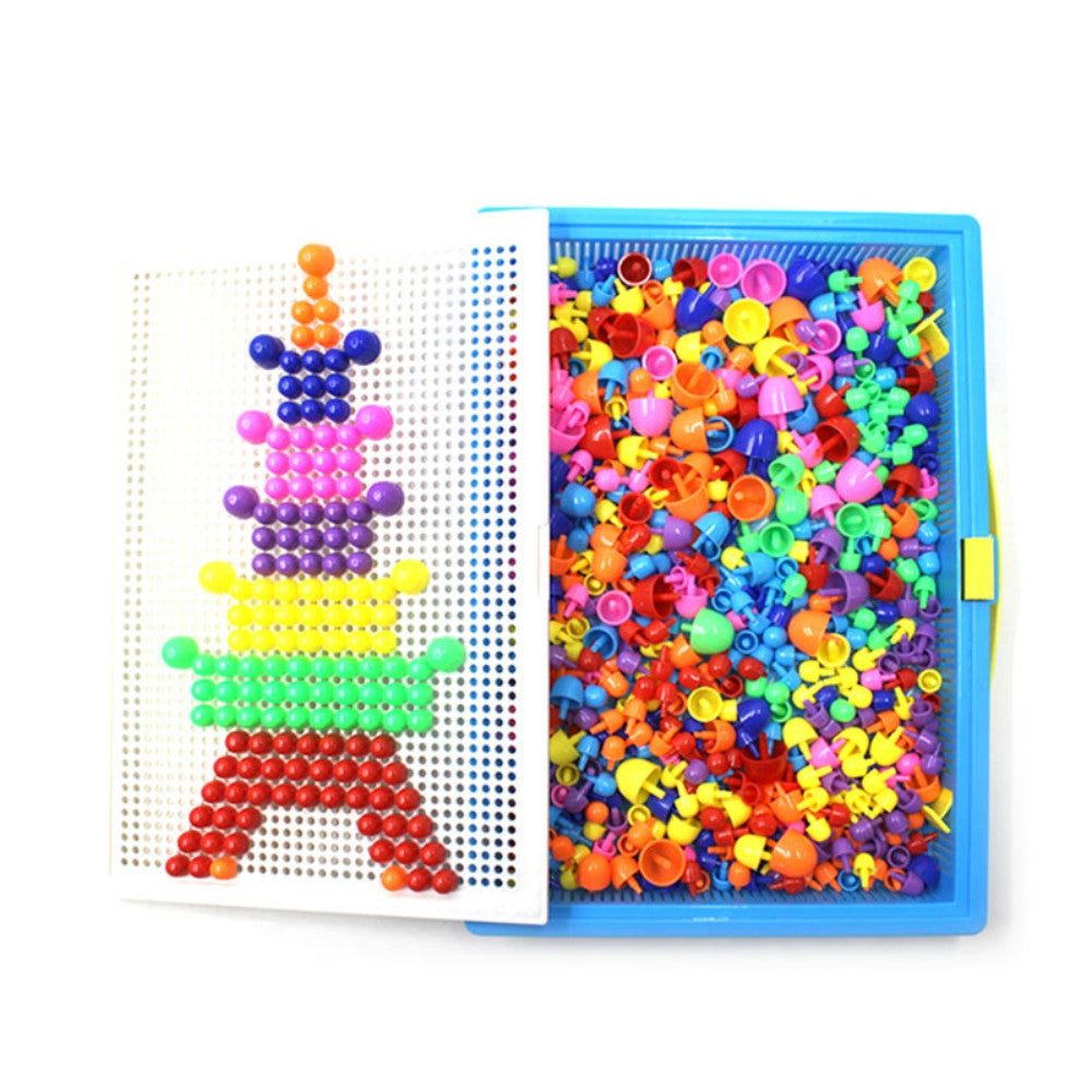 296PCS Mosaic Picture Puzzle Toy Children Composite Intellectual Educational Mushroom Nail Kit