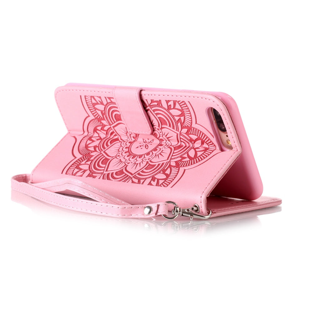 Campanula Flower Phone Case for Iphone 7 Plus / 8 Plus 3D Diamond Design Wallet Cover
