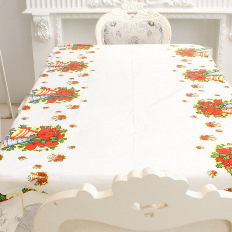 1PCS PVC Christmas Bell Pattern Disposable Tablecloth Holiday Decorations 110 x 180CM