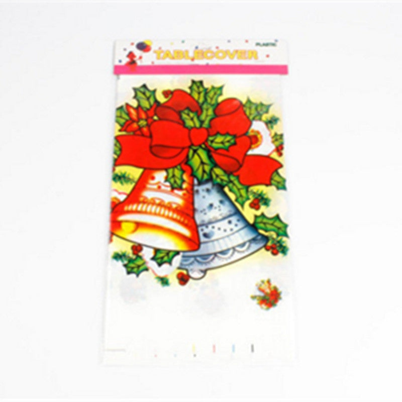 1PCS PVC Christmas Bell Pattern Disposable Tablecloth Holiday Decorations 110 x 180CM