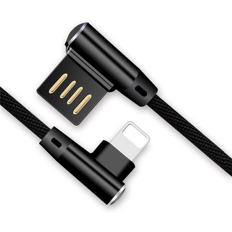 Double Elbow Nylon Braided 8 Pin Data Transfer and Charging for iphone Cable