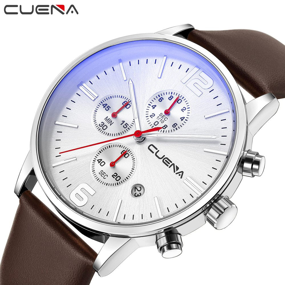 CUENA 6817P Trendy Sports Stylish Multifunction Six Pin Quartz Watches for Male