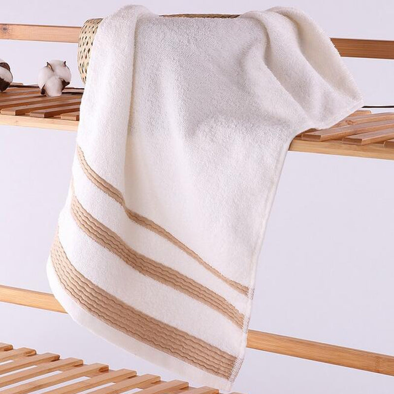 1 Pc Towel Simple Striped Cotton Home Use Towel Gift Towel