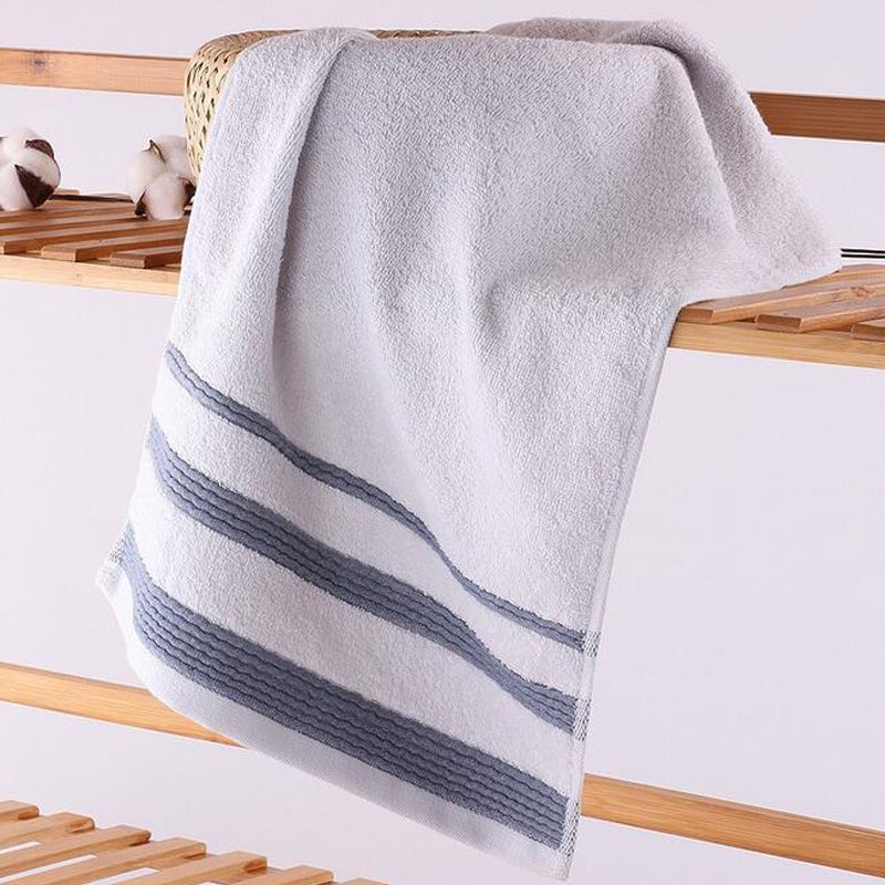 1 Pc Towel Simple Striped Cotton Home Use Towel Gift Towel