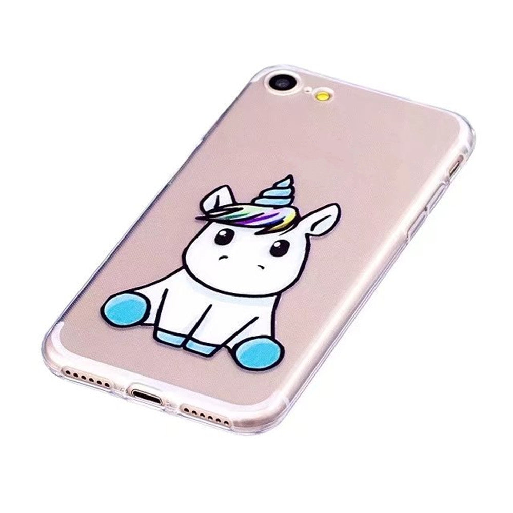 Case Cover for iPhone 8 / 7 Transparent Pattern Back Unicorn Soft TPU