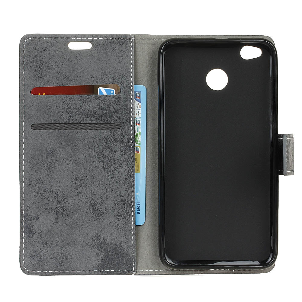 Durable Retro Style Solid Color Flip PU Leather Wallet Case for Redmi 4X