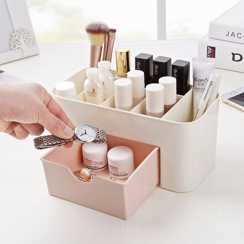 Cosmetic Jewelry Organizer Office Storage Drawer Desk Plastic Makeup Brush Box Lipstick Remote C...