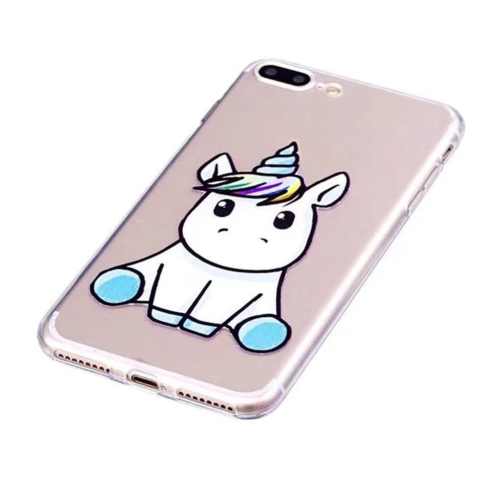 Case Cover for iPhone 8 Plus / 7 Plus Transparent Pattern Back Unicorn Soft TPU