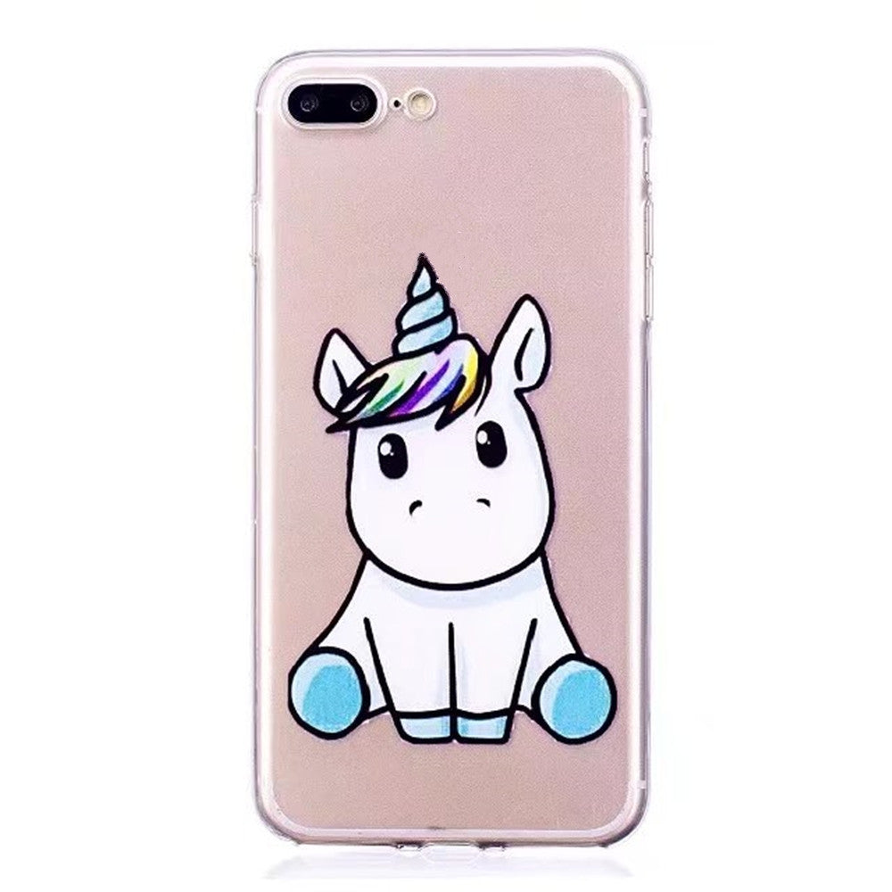 Case Cover for iPhone 8 Plus / 7 Plus Transparent Pattern Back Unicorn Soft TPU