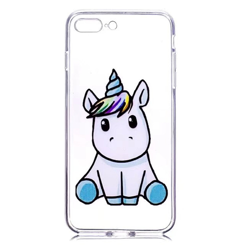 Case Cover for iPhone 8 Plus / 7 Plus Transparent Pattern Back Unicorn Soft TPU