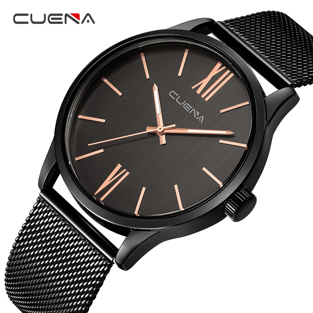 CUENA 6642G Men Stainless Steel Band Quartz Watch for Men