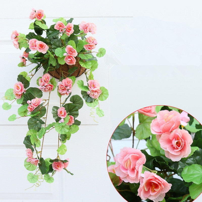 1 Bouquet Begonia Wall Mounted Artificial Flower Home Decoration