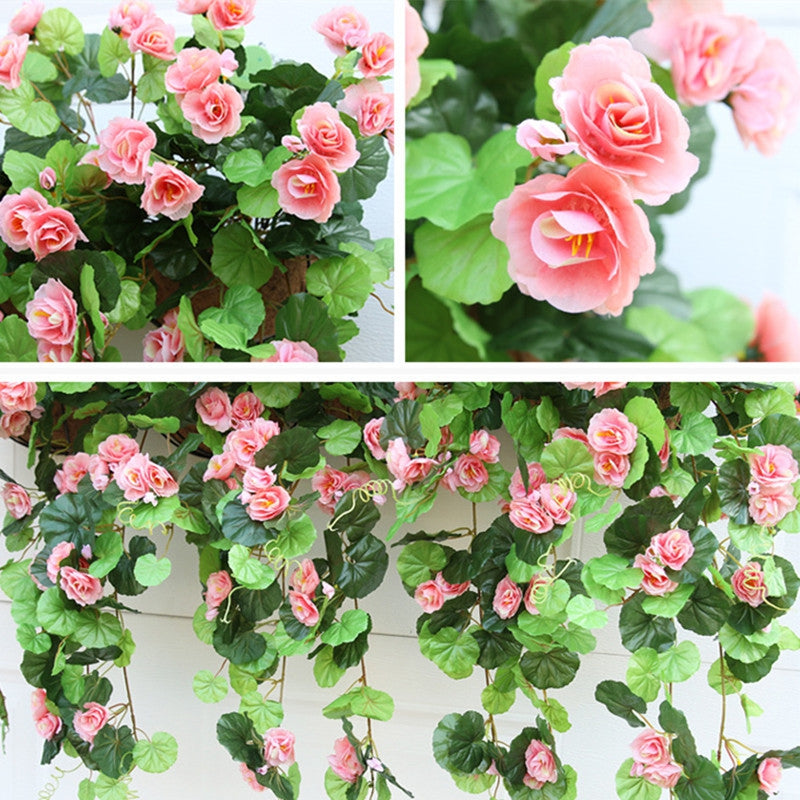 1 Bouquet Begonia Wall Mounted Artificial Flower Home Decoration
