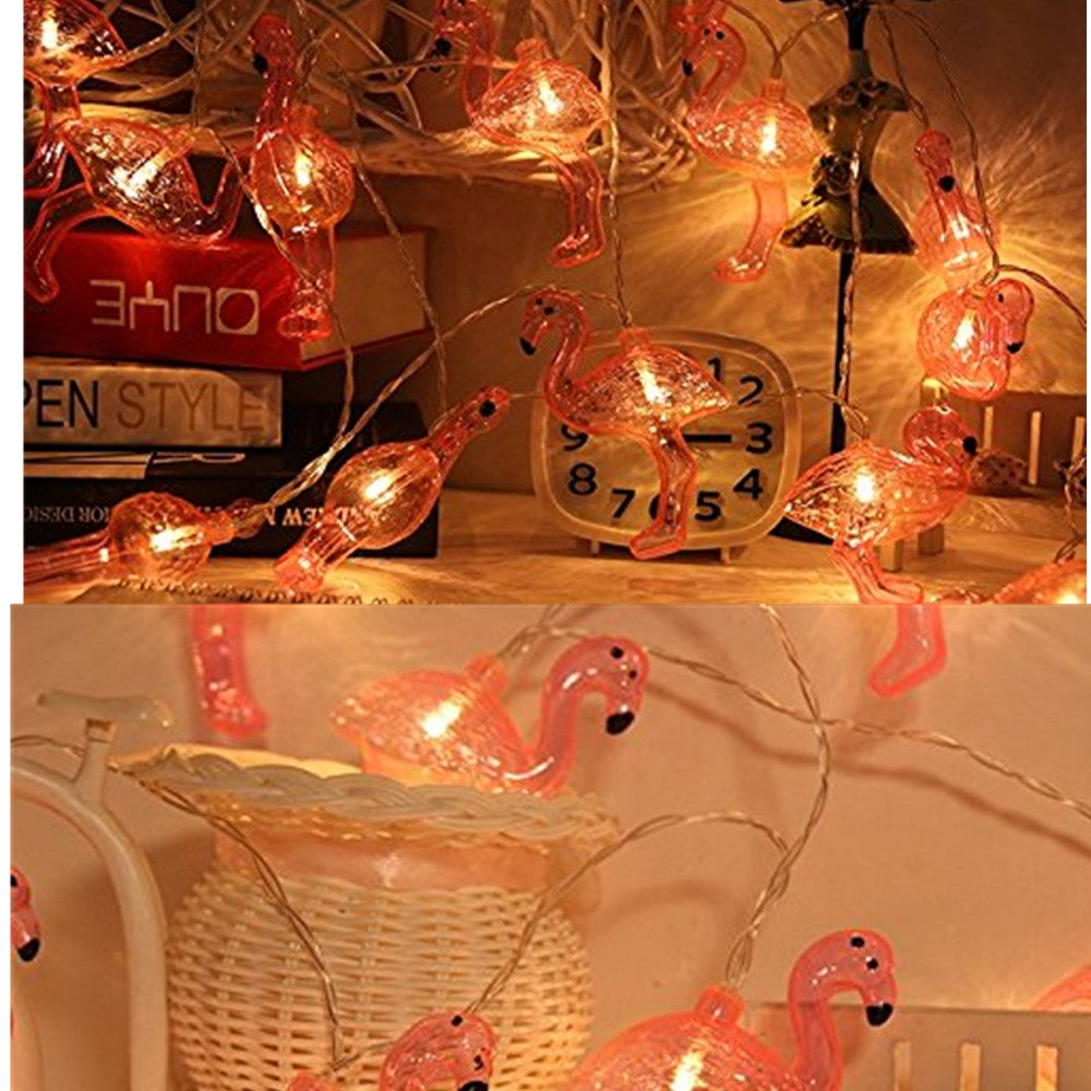 10 LEDs Flamingo Shaped Lights for Festival Wedding Decoration Birthday Party Photo Wall Bedroom