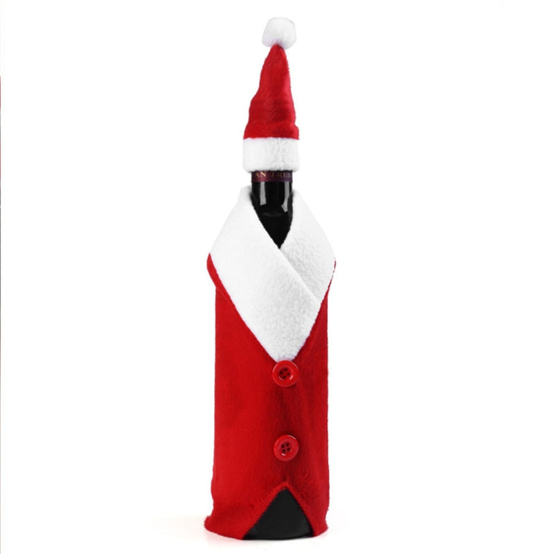 Christmas Wine Bottle Set Santa Claus Button Decor Bottle Cover Cap Clothes Kitchen Decoration f...