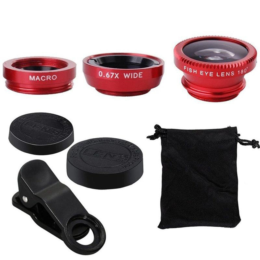 3 in1 Fish Eye Wide Angle Macro Camera Clip-on Lens for Universal Cell Phone