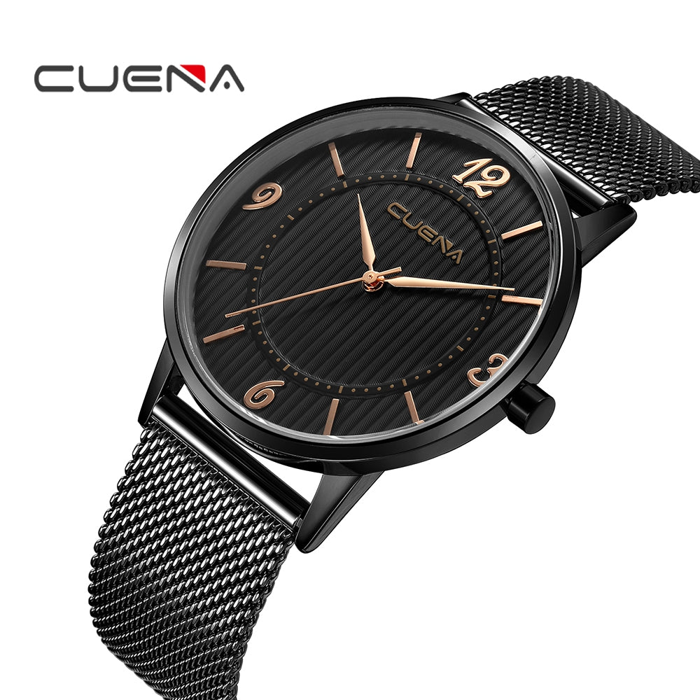 CUENA 6635G Men Quartz Stainless Steel Watchband Waterproof Watch for Men