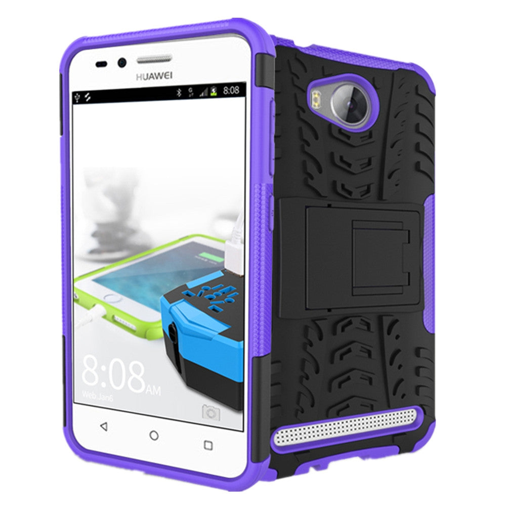 Double Protections Phone Bracket Anti-drop Bumper Relief Case Back Cover Protector for Huawei Y311