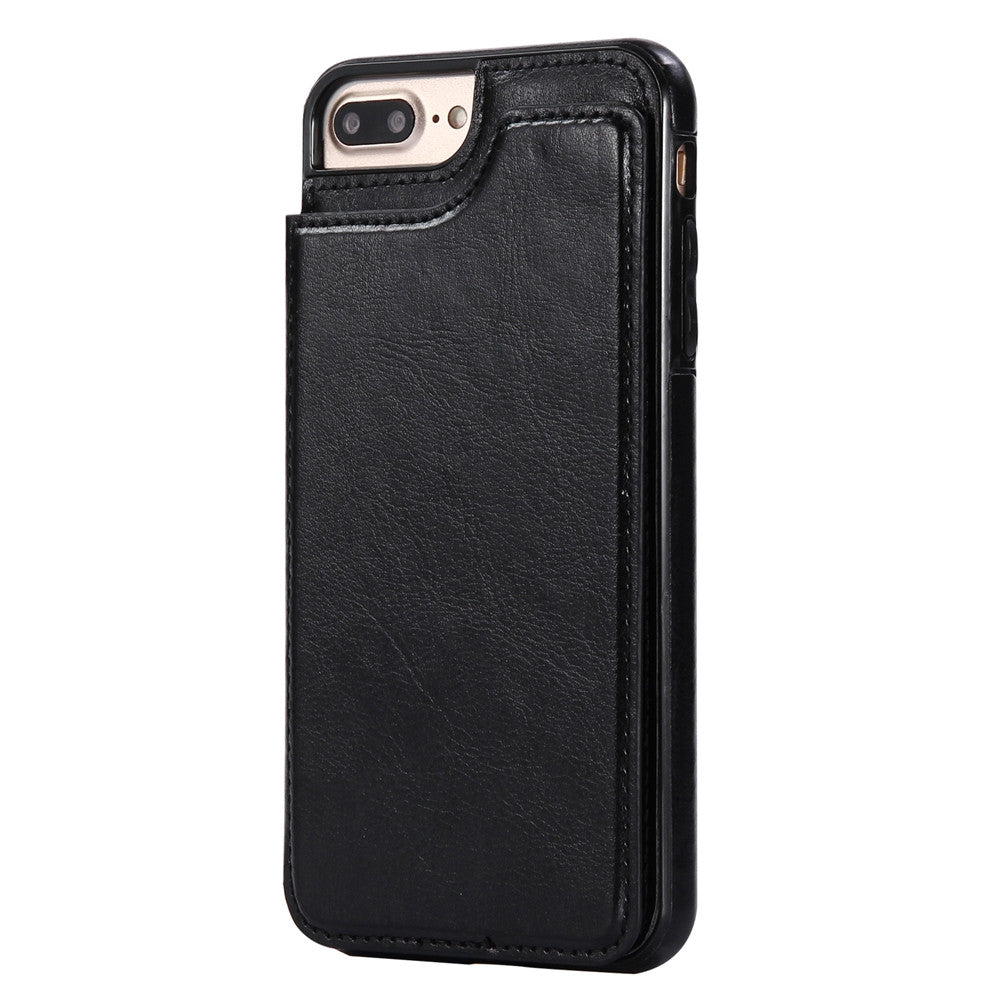 Case for iPhone 8 / 7 Card Holder with Stand Back Cover Solid Color Hard PU Leather