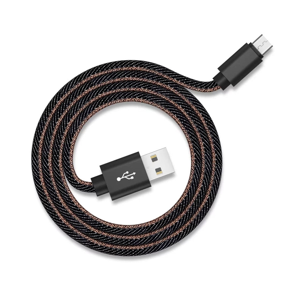 1M Micro USB Cable Fast Charger Data Jeans Braided Mobile Phone Charger