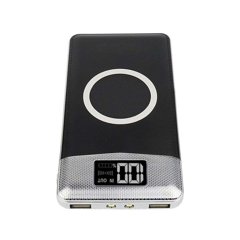 10000mAh Power Bank Qi Wireless Charging 2 USB LCD LED Portable Battery Charger