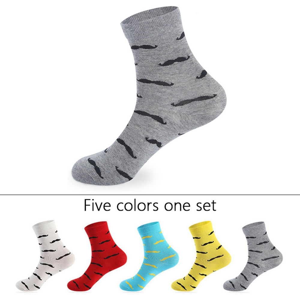 Beard Pattern Knitted Socks - 5 x Pair