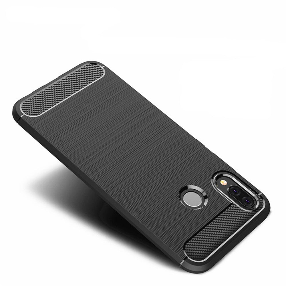 Case for Huawei P20 Lite Shockproof Back Cover Solid Color Soft Carbon Fiber