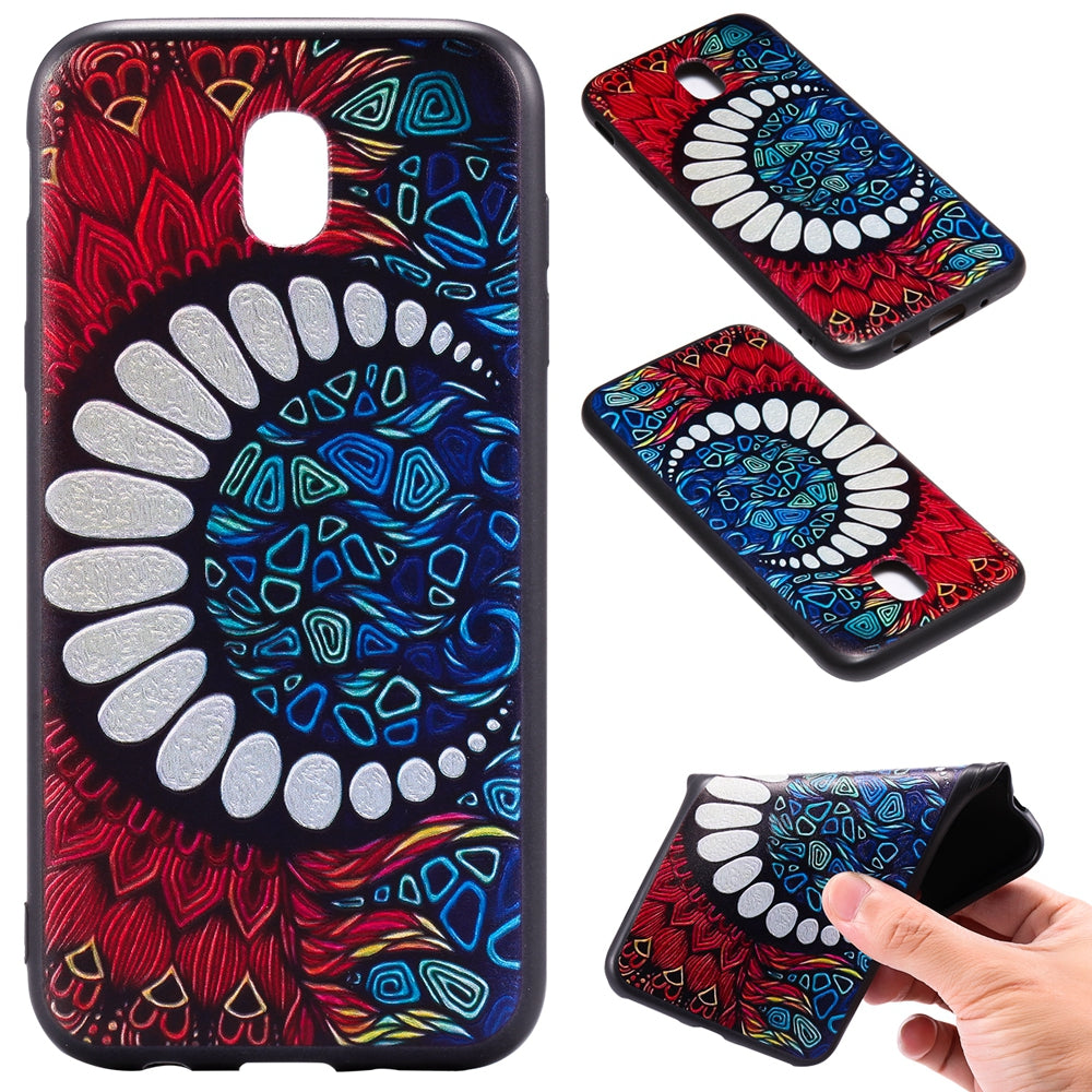3D Embossed Color Pattern TPU Soft Back Case for Samsung Galaxy J5 2017 (Europe Edition)