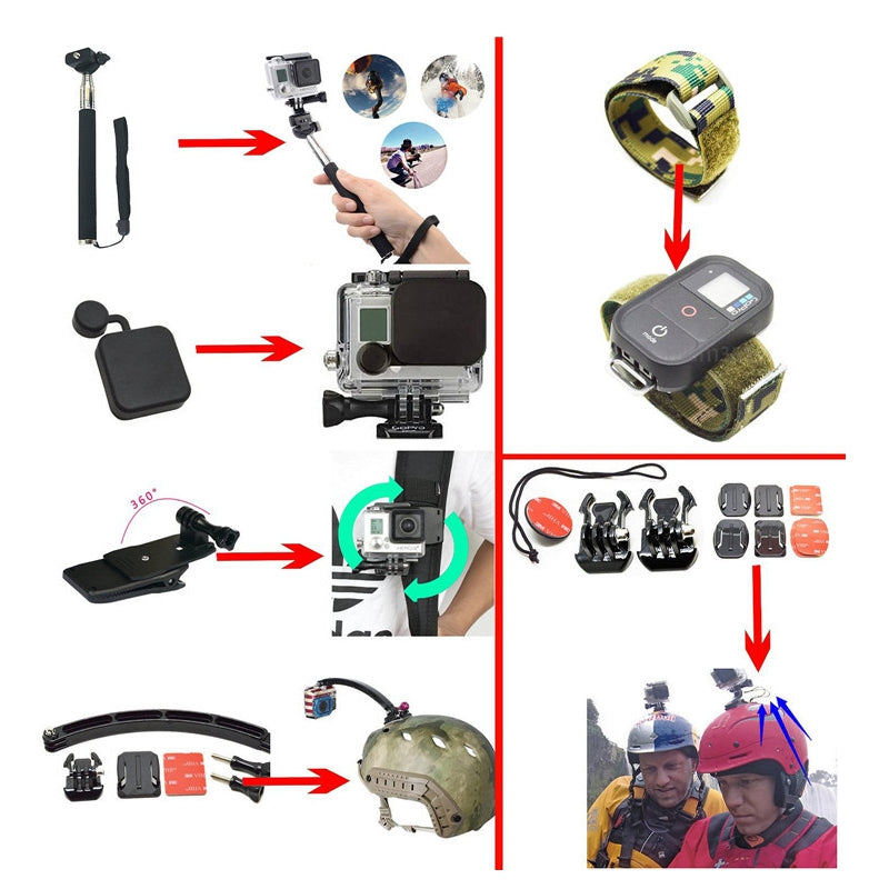 Accessory Kit for Gopro 48 in 1 Waterproof 147-Action Camera for Xiaomi