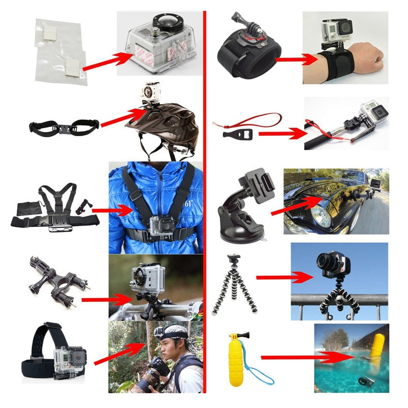 Accessory Kit for Gopro 48 in 1 Waterproof 147-Action Camera for Xiaomi