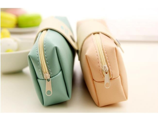 Affordable Fashion Stationery Cute Little Pure and Fresh Solid Candy Color Pen Case Mustache Pat...