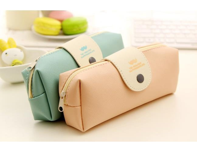 Affordable Fashion Stationery Cute Little Pure and Fresh Solid Candy Color Pen Case Mustache Pat...