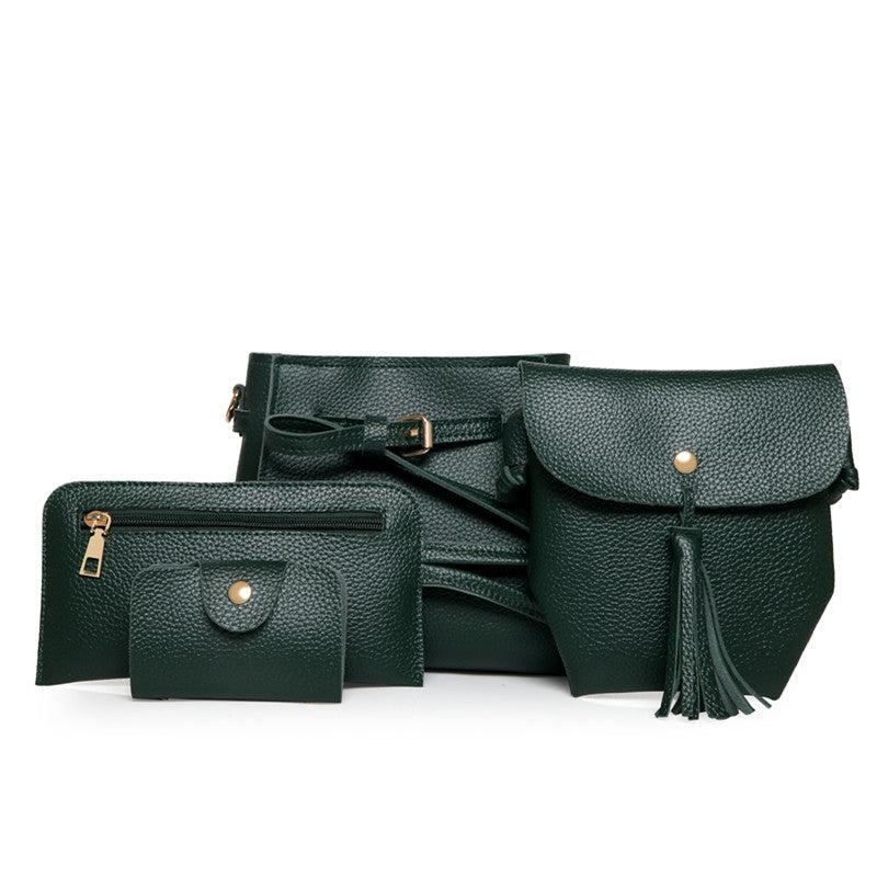 4 Times Fashion Litchi Grain Belt Female Package Bags