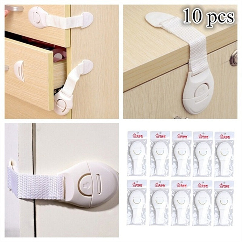 10Pcs Portable Multi-functional Baby Infant Kids Adhesive Safety Locks Latches Door Cupboard Cab...