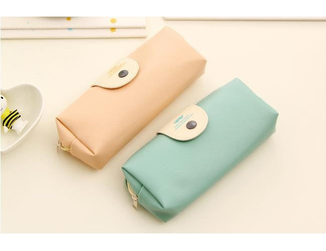 Affordable Fashion Stationery Cute Little Pure and Fresh Solid Candy Color Pen Case Mustache Pat...