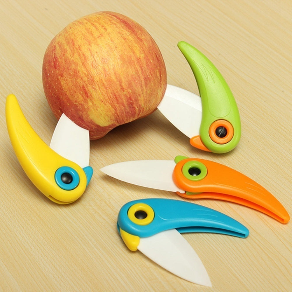 Cute Bird Pattern Folding Cutlery Ceramic Fruit Knife Outdoor Activities Camping Home Kitchen 2017