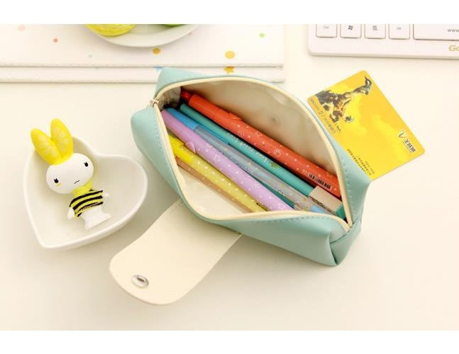 Affordable Fashion Stationery Cute Little Pure and Fresh Solid Candy Color Pen Case Mustache Pat...