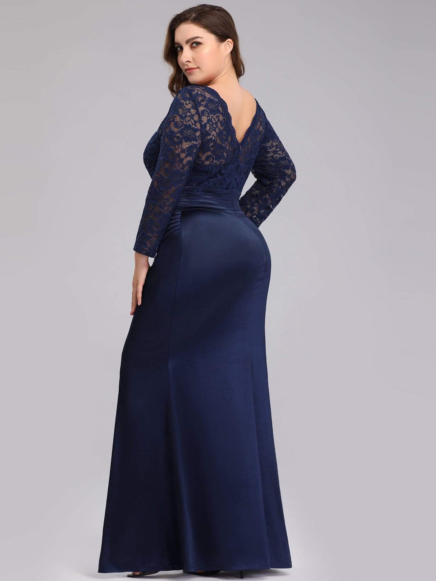 long sleeve navy dress plus size