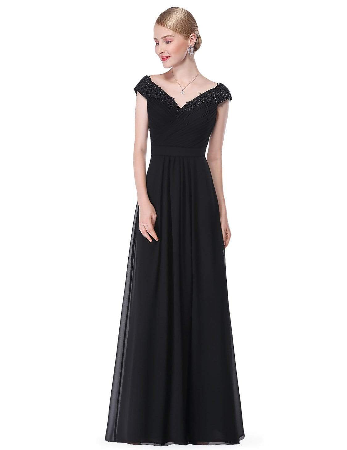 black off the shoulder evening gown