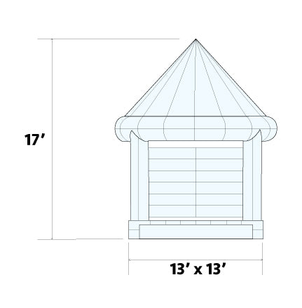 white bouncy castle sizing chart