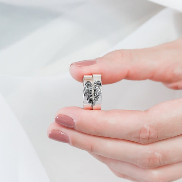 Set of Fingerprint Rings, a unique and sentimental gift idea for your husband