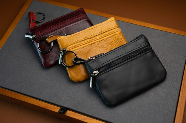 Genuine leather coin purse comes in several different shades that adds a bit of luxury to your wife's wallet