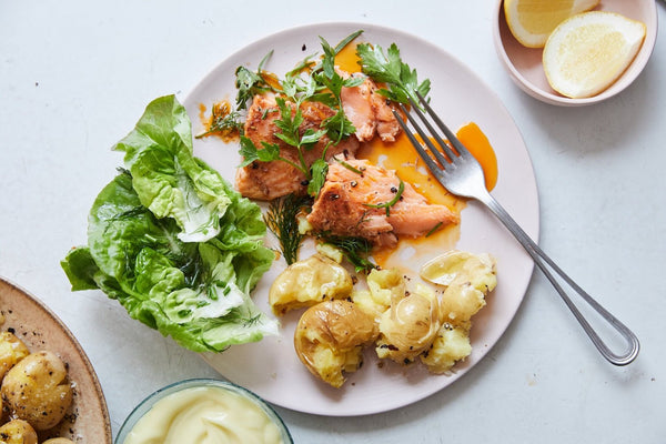 17 Easy dinner Recipe Ideas for Two: Brown-Butter Salmon with Lemon and Harrissa.